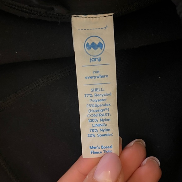 Janji Boreal Fleece Running Tights Men’s Large Black Thermal Trail Zip Pocket - Picture 11 of 13